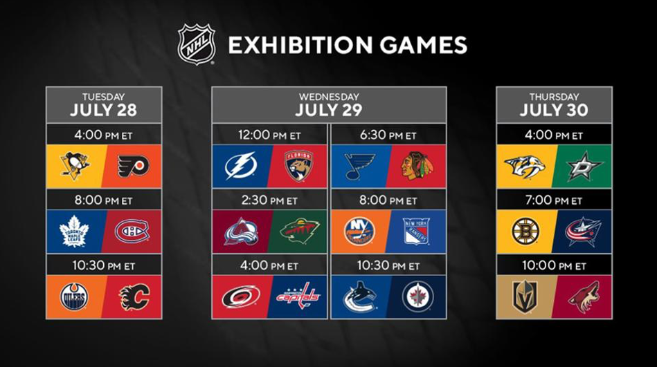 NHL releases exhibition schedule for Stanley Cup Qualifiers - Heartland Newsfeed